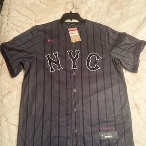 Nike Men's Black and Pink NYC Jersey